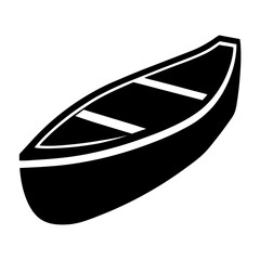 Stylized black silhouette of a canoe with two crossbars for stability