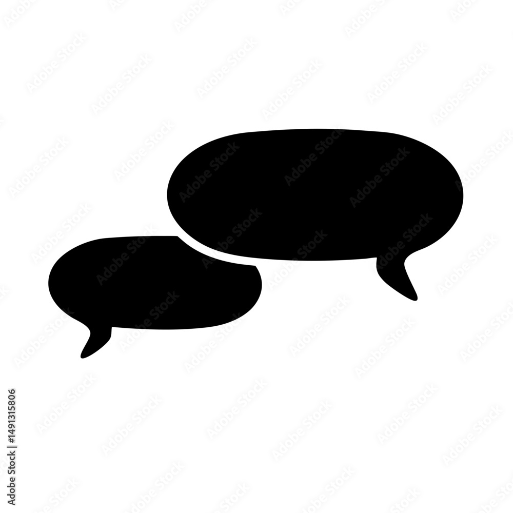 Poster two overlapping black speech bubbles symbolize communication and conversation design elements