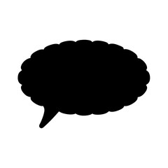 Isolated black cloudlike speech bubble with scalloped edge against white background