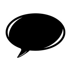 Simple black and white speech bubble silhouette vector graphic for communication