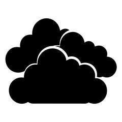 Fototapeta premium Stylized black cloud formations illustration with rounded edges on white background