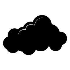 A large ominous black cartoon cloud isolated against a white background