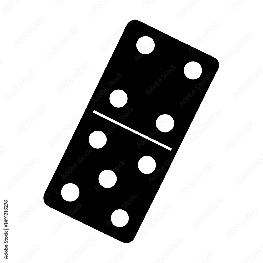 Poster black and white domino featuring five dots on the bottom and three dots on top