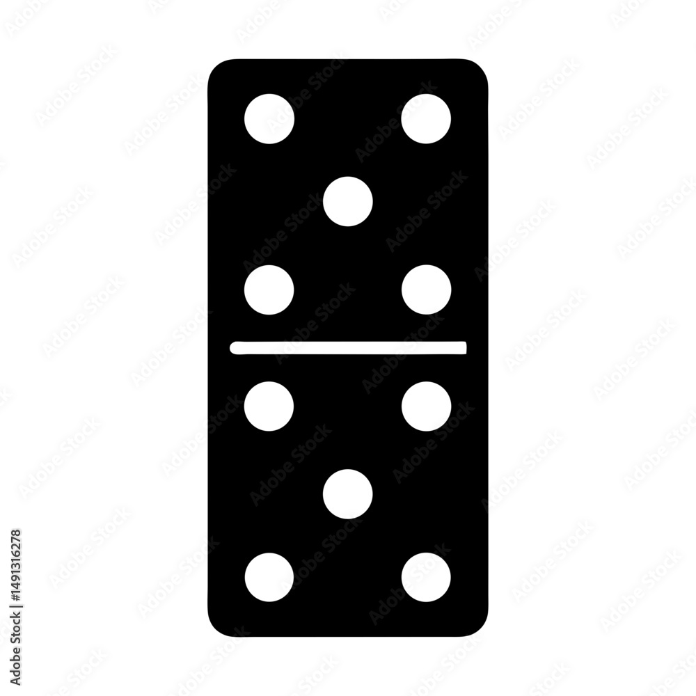 Poster domino tile featuring a 6 and 4 combination used in game play