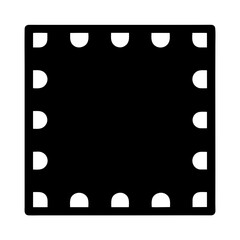 Film strip icon symbol with rounded corners and sprocket holes design