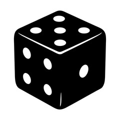 Simple monochrome illustration of a traditional six sided die with rounded corners