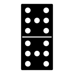 Black and White Domino Tile with Nine Dots, Close-up of a classic black domino tile featuring nine white dots, isolated on a white background for clear visibility.
