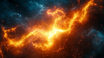 Fototapeta premium Cosmic fiery nebulae blaze across the void.