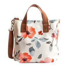 Trendy Canvas Bag with a Stylish Print and Relaxed Isolated on Transparent Background