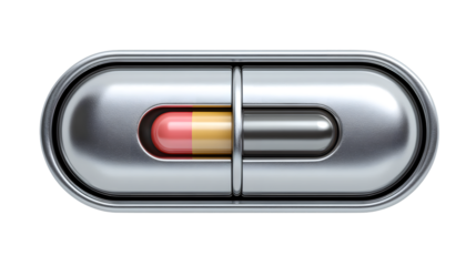 Capsule Pill in Metallic Container Modern Medical Design for Health and Wellness