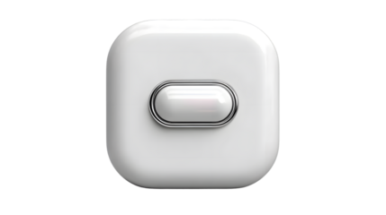 Minimalist White Square with Central Oval Button Design for Modern Interfaces and Applications