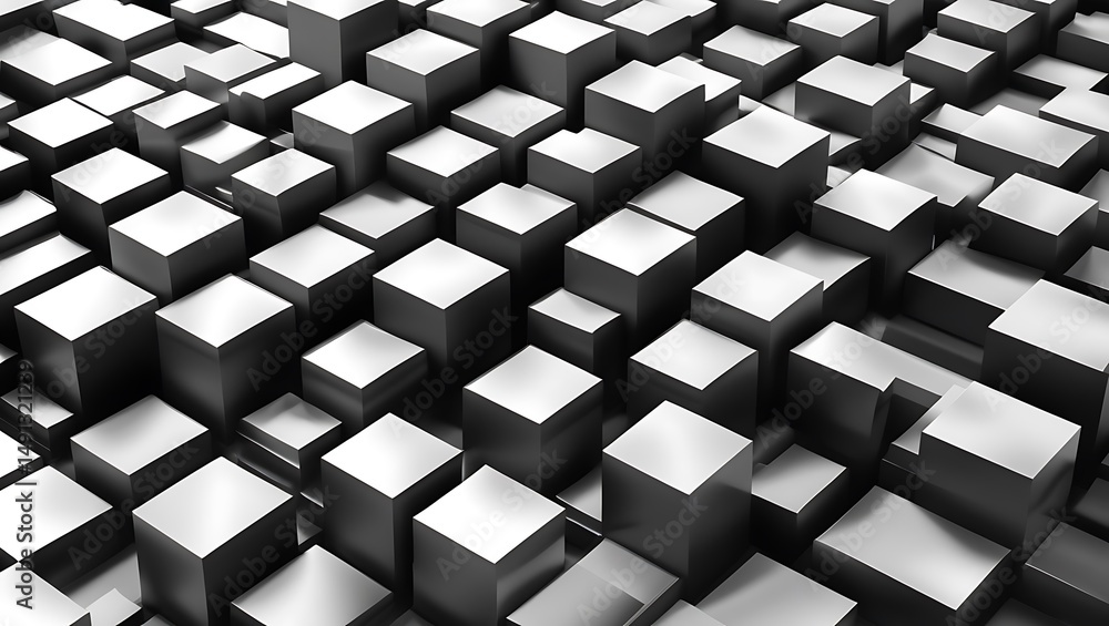 Aufkleber abstract 3d render monochromatic cubes pattern texture background