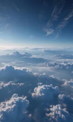 Deep azure expanse, scattered cirrus clouds creating wispy patterns ,  daytime,  nature