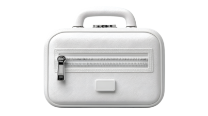 White Leatherette Travel Case with Zipper and Handle for Storage Solutions