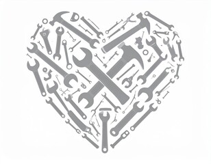 Grey Heart Shape Made Of Tools