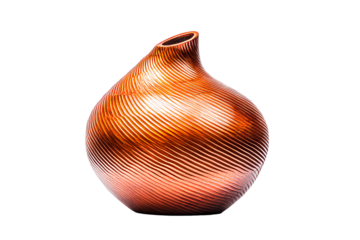 Contemporary Orange Vase with Curvy Lines, cut out transparent