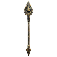 A Gold Dagger with a Large Winged Head Isolated on Transparent Background