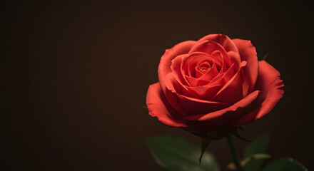 Fototapeta premium Red Rose Flower on Dark Background