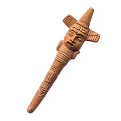 A Terracotta Arrow with Olmec Maize Gods Agricultur Isolated on Transparent Background