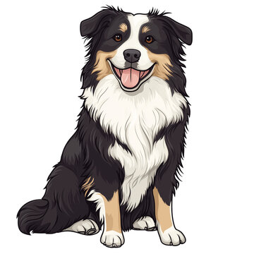 Cute Aidi dog clipart with full body visible, clean vector lines, smooth shading, and flat colors on a white background, charming and simple pet illustration perfect for educational 