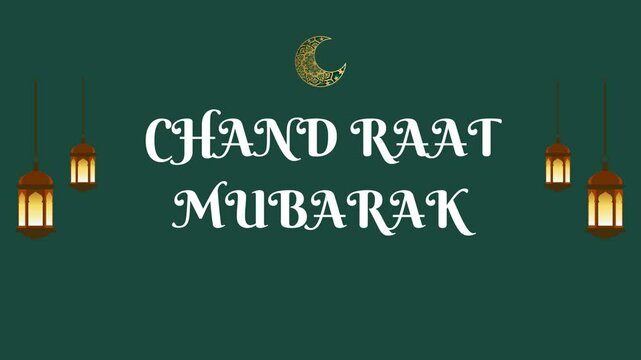 Chand Raat Mubarak 4K animated typography video &ndash; motion text effect for Eid celebrations, greetings & festive promotions