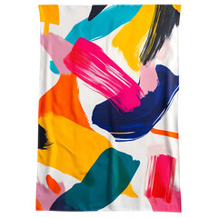 Artistic Beach Towel with Oversized Bold Brushstroke Isolated on Transparent Background