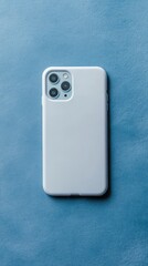 White phone case on blue background