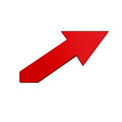 Modern Arrow with Sharply Defined Edges in Bold Red Isolated on Transparent Background