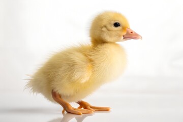 Adorable fluffy yellow duckling baby bird animal farm