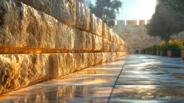 Ancient Stone Wall and Tree Cinematic Background