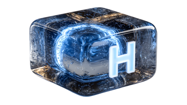 Ice Cube Letter H Frozen Alphabet Water Crystal 3D Render Abstract Cool Design Element