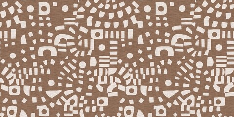 Calm scribble shape minimal shape seamless border pattern. Gender neutral baby nursery natural brown linen banner background. Scandi style sketch doodle wash tape edging trim. 