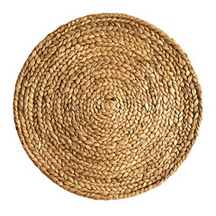 Minimalist Woven Straw Beach Mat Isolated on Transparent Background