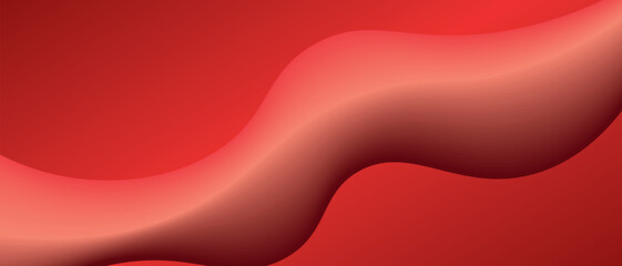 Abstract red background with red gradient ribbon in the form of waves. Vector illustration of background.