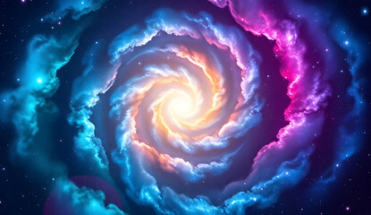 Desktop wallpaper of a mesmerizing spiral galaxy in space. Ideal for space enthusiasts or as a calming background for work.