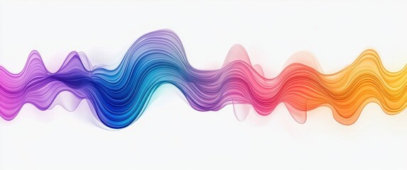 Colorful flowing abstract waves with smooth curves transitioning from purple to blue, pink, red, and orange on a white background creating a sense of motion and fluidity