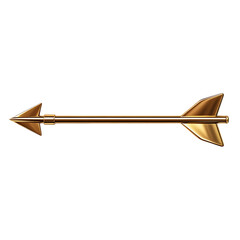 Modern Arrow with Sharp Precision in Brilliant Gold Isolated on Transparent Background