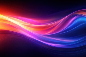 Naklejka premium Smooth flowing waves of vibrant colors in shades of red, orange, pink, purple, and blue against a dark background creating a sense of motion and energy