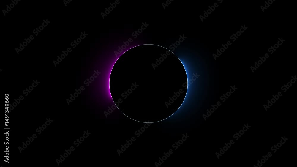 Poster abstract neon line circle icon. neon glowing frame circular animation. seamless looping round border