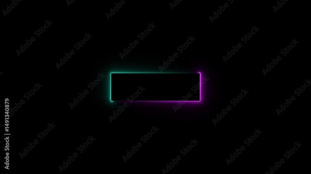 Aufkleber abstract neon line rectangle icon. neon glowing frame square animation. seamless looping square bord