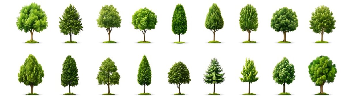 Green tree variety collection. Nature design