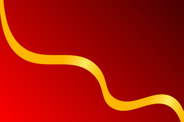 Abstract red background with golden ribbon in the form of waves. Vector illustration of background