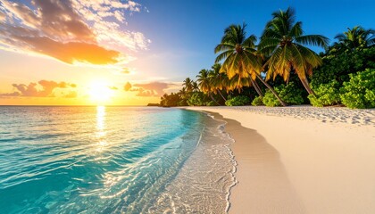 Naklejka premium tropical beach with palm trees