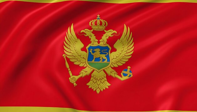 Montenegro flag waving closeup.