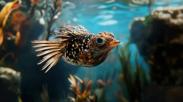 A fish swimming in an aquarium filled with fish
