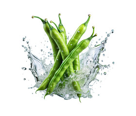 Fresh Green Beans in Water Splash, a vibrant display of healthy eating