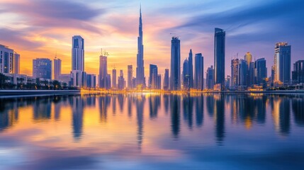 Dubai skyline at sunrise