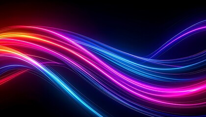 Neon Light Waves Abstract Background.