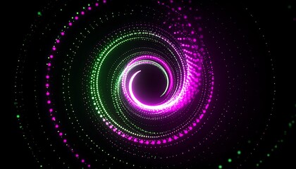 Neon Spiral Vortex with Abstract Art.