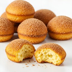 Golden rain cakes (bolinho de chuva) sprinkled with cinnamon sugar